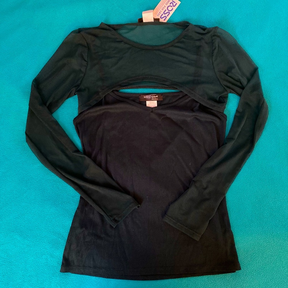 Emerald green Mesh overlay long sleeve 🦚
